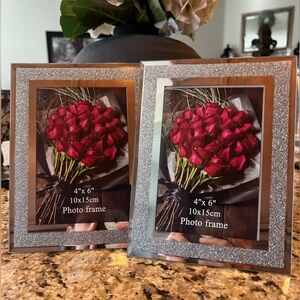 Calenzana 2 Pack 4x6 Picture Frames Sparkle Glass/Mirrored For Tabletop NWOB